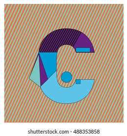 Alphabet letter C logo. Abstract Memphis style Colorful logotype vector design template.