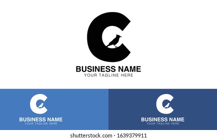 Alphabet letter C c logo vector design with three different backgrounds
