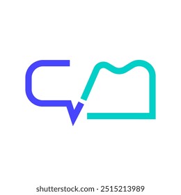 alphabet letter c m logo speech bubble icon vector eps
