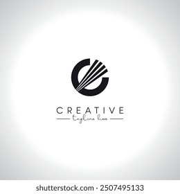 Alphabet Letter C Modern Artistic Zebra Lines Logo Design. Initial Vector Template.