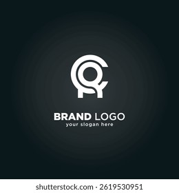Alphabet Letter C and R Monogram Logo with Black Background.