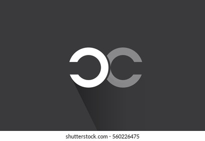 Alphabet letter c small greu white long shadow vector logo icon sign design template