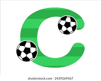 Alphabet Letter C with Soccer Ball Illustration
