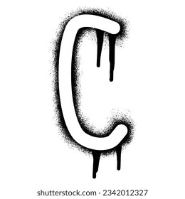 Alphabet letter C stencil graffiti with black spray paint