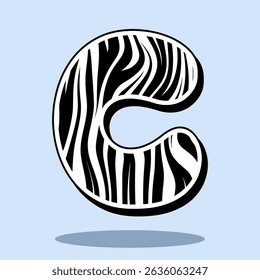 Alphabet letter C with zebra pattern