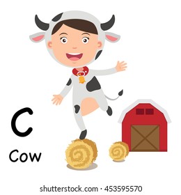 Alphabet Letter C-cow,vector illustration