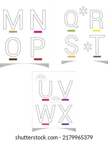 Alphabet  letter coloring Worksheet. A To Z Alphabets Activity Book for Kids