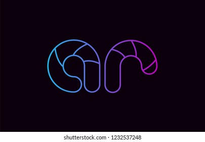 alphabet letter combination ar a r logo design blue and pink color suitable for a company or business