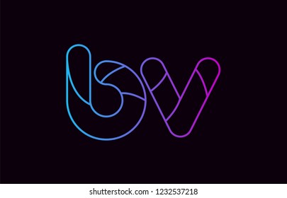 alphabet letter combination bv b v logo design blue and pink color suitable for a company or business