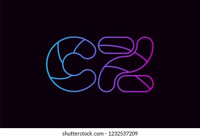alphabet letter combination cz c z logo design blue and pink color suitable for a company or business