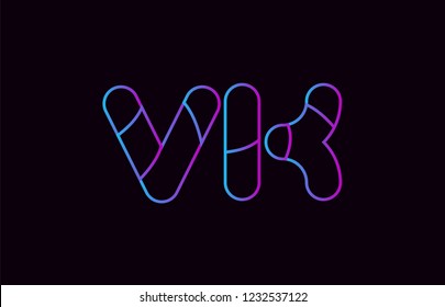 alphabet letter combination vk v k logo design blue and pink color suitable for a company or business