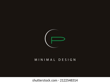 Alphabet letter CP logo design line art