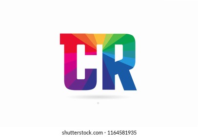 alphabet letter cr c r logo combination design with rainbow colors suitable for a company or business