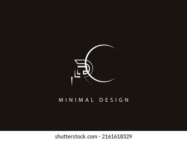 Alphabet letter CR logo design line art