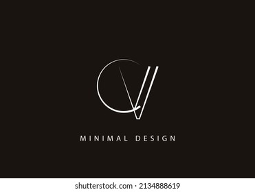 Alphabet letter CV logo design line art