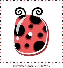 Alphabet letter D cute ladybug theme drawing