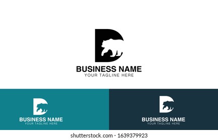 Alphabet letter D d logo vector design with three different backgrounds