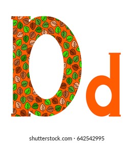 Alphabet letter D made out of leaves