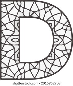 letra alfabética d recorrido mandala arte vectorial