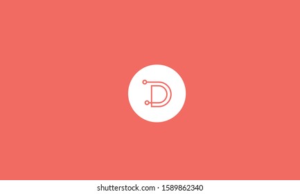 Alphabet letter D tech line art logo