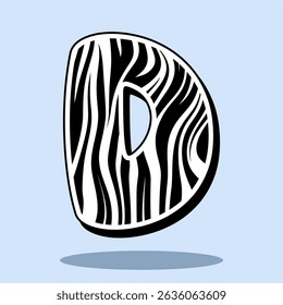 Alphabet letter D with zebra pattern