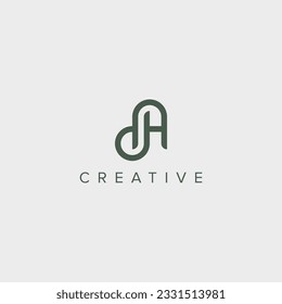 Alphabet letter DA AD logo design template - vector.