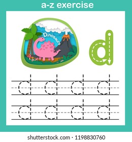 Alphabet Letter D-dinosaur exercise,paper cut concept vector illustration