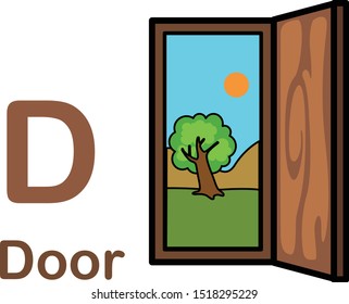 Alphabet Letter D-Door vector illustration