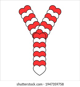 Alphabet letter design in the shape of love. A package of alphabet letters. Valentine's day