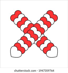 Alphabet letter design in the shape of love. A package of alphabet letters. Valentine's day