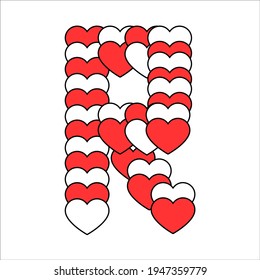 Alphabet letter design in the shape of love. A package of alphabet letters. Valentine's day