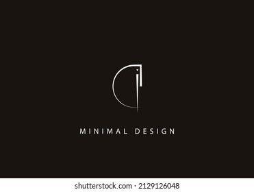 Alphabet letter DI logo design line art