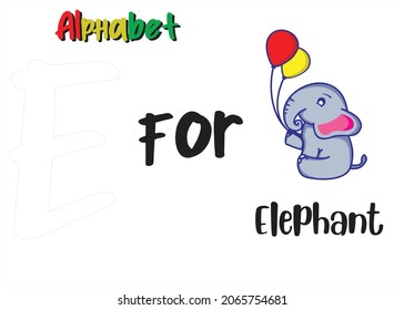 alphabet letter E with elephant