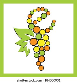 Alphabet letter E in the form of grapes