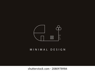 Alphabet letter E home logo design icon art line