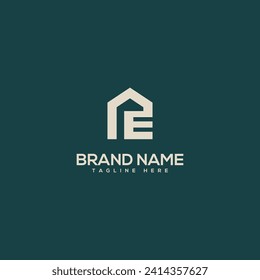 Alphabet letter E house symbol logo icon design template vector elements.