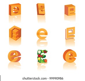 Alphabet Letter E Icon Symbol Group Set Collection EPS 8 vector, grouped for easy editing,