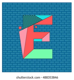 Alphabet letter E logo. Abstract Memphis style Colorful logotype vector design template.
