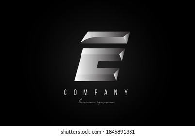 icono del logotipo de la letra del alfabeto E en color gris plateado. Diseño creativo para empresas y negocios con estilo 3d