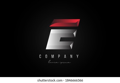 alphabet letter E logo icon in in red grey silver color. Creative design for company and business with 3d styling