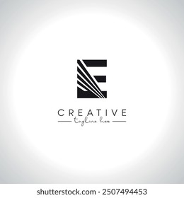Alphabet Letter E Modern Artistic Zebra Lines Logo Design. Initial Vector Template.