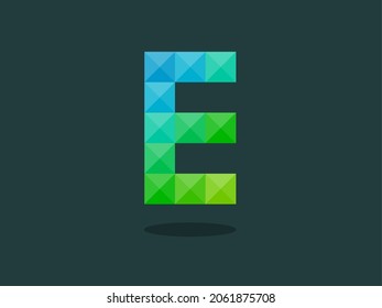 Alphabet letter E with perfect combination of bright blue-green colors. Good for print, t-shirt design, logo, etc. Vector illustration.