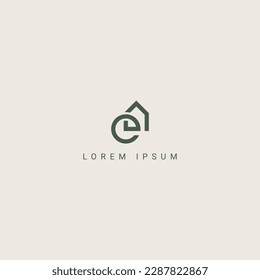 Alphabet letter E real estate house logo design vector illustration.