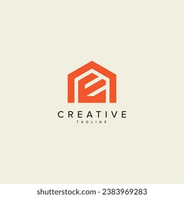 Alphabet Letter E Real Estate home Logo Design Vector Graphic Template.
