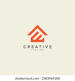 Alphabet Letter E Real Estate home Logo Design Vector Graphic Template.
