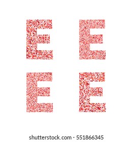 Alphabet letter E with red heart on Valentine's Day. Valentine`s Day Alphabet of Hearts. Love ABC..