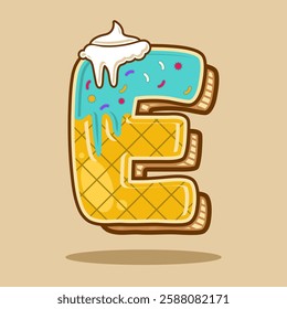 Alphabet letter E shaped ice cream