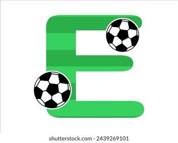 Alphabet Letter E with Soccer Ball Illustration