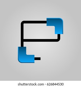 Alphabet Letter E. Technology Style, business icons and elements.