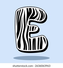 Letra alfabética E com padrão zebra